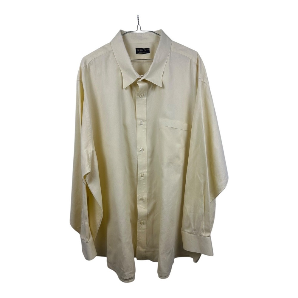 Chris Cobb Clothing Men's Button Down Shirt Cream Long Sleeve‎ Size 3XL
